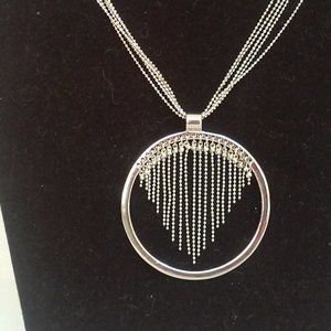 Silver Necklace with Dangling Silver Filament